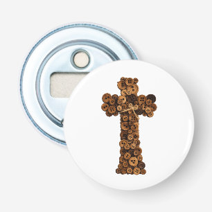schattig Houten Knop Kruis christelijk Button Flesopener