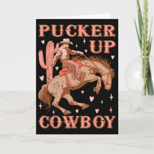 Schattig Howdy Western Valentijnsdag Pucker Up Cow Kaart