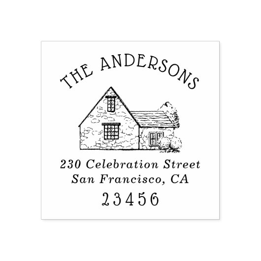 schattig huis | Aangepaste familienaam & retouradr Rubberstempel (Afrduk)