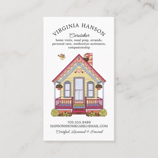 Schattig Huis Zorgverlener Diensten Eenzijdig Visitekaartje (Voorkant)