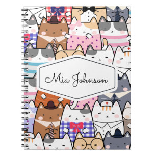 Schattig huisdier grillig kattenpatroon kindernaam notitieboek