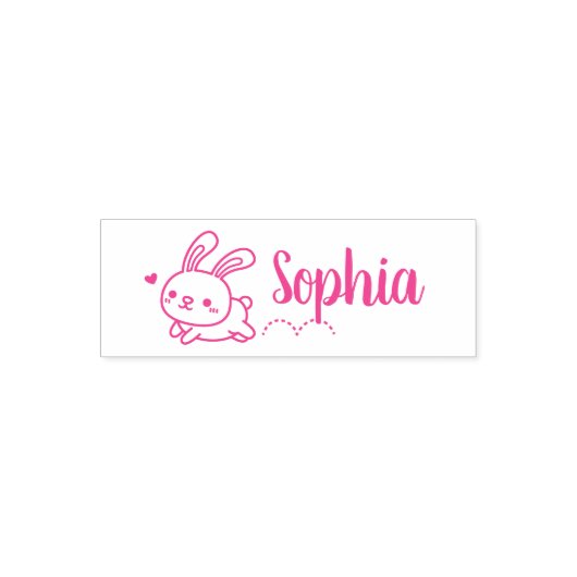 Schattig Huppend Konijn Konijntje, Meisjesnaam Zelfinktende Stempel (Design)