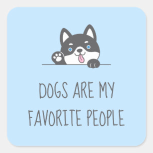 Schattig Husky Dog Blauw Quote Vierkante Sticker