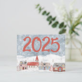 Schattig Hygge Landschap 2024 Nieuwe Jaren Feestdagenkaart (Staand voorkant)