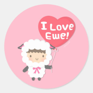 Schattig I Love Ewe Schaap Pun Humor Ronde Sticker
