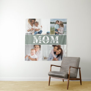 Schattig I LOVE YOU MOM Moederdag Foto Wandkleed
