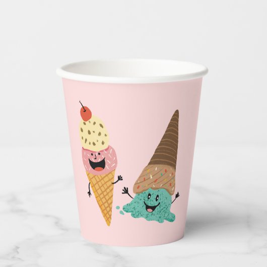 Schattig Ice Cream Kids Verjaardagsfeestbeker Papieren Bekers (Voorkant)