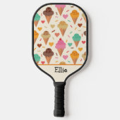 Schattig Ice Cream Patroon Aangepast gepersonalise Pickleball Paddle (Achterkant)
