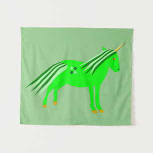 Schattig Iers groen en gouden eenhoorn Wandkleed