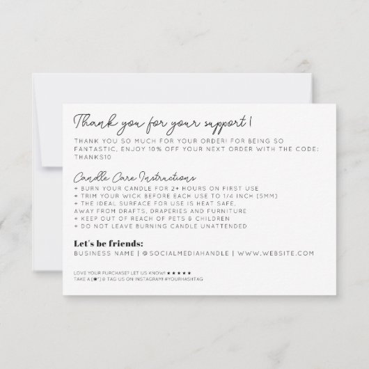 Schattig iets binnenin beige dank u kaarsverzorgin notitiekaartje (Achterkant)