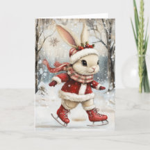 Schattig ijsdansend baby konijn Kerstmis