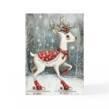 Schattig Ijsdansend Herten Kerstfeest