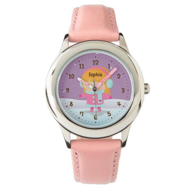 Schattig Ijsdanseresje Winter Kinderen Horloge (Voorkant)