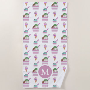 Schattig ijsje zomer patroon monogram strandlaken
