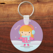 Schattig Ijsmeisje Voor Kinderen Sleutelhanger (Voorkant)