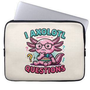 Schattig ik Axolotl Vragen azteek nerd met bril Laptop Sleeve