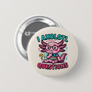 Schattig ik axolotl vragen azteek nerd met bril ronde button 5,7 cm