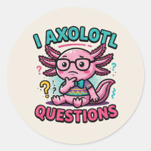 Schattig ik axolotl vragen azteek nerd met bril ronde sticker