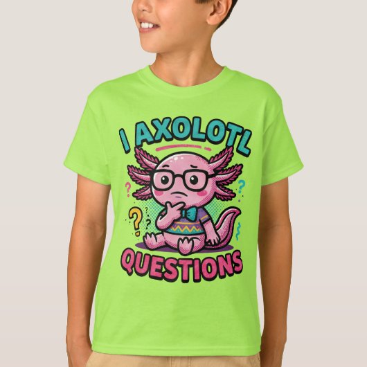Schattig ik Axolotl Vragen azteek nerd met bril T-shirt (Voorkant)