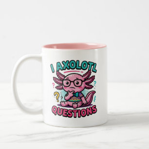 Schattig ik axolotl vragen azteek nerd met bril tweekleurige koffiemok