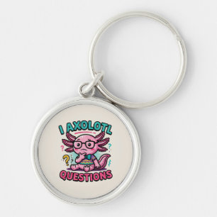 Schattig ik axolotl vragen azteekse nerd met bril sleutelhanger