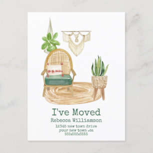 Schattig ik ben verhuisd Boho Watercolor Huis Deco Briefkaart