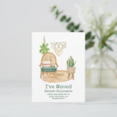 Schattig ik ben verhuisd Boho Watercolor Huis Deco Briefkaart (Staand voorkant)