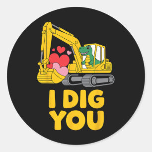 Schattig ik graaf naar jou Schattige Dino Graafmac Ronde Sticker