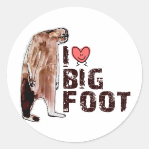 Schattig! IK HOOR VAN <3 BIGFOOT-design Bigfoot Ronde Sticker