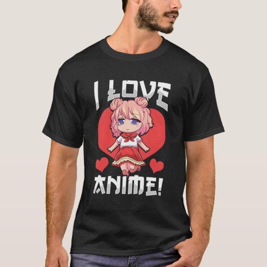 Schattig Ik hou van Anime Girl Japanese Kawaii T-shirt (Voorkant)