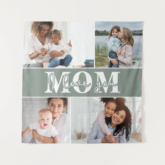 Schattig ik hou van je mama Moederdag Foto Wandkleed (Voorkant)