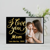 Schattig Ik hou van je Moederdag Foto  Folie Feestdagenkaart (Staand Voorkant)