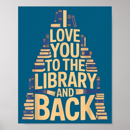 Schattig ik hou van jou bibliotheek achter grappig poster (Voorkant)