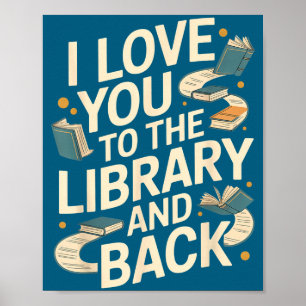 Schattig ik hou van jou bibliotheek achter grappig poster