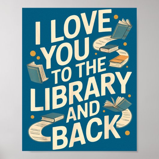 Schattig ik hou van jou bibliotheek achter grappig poster (Voorkant)
