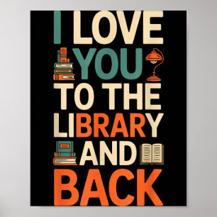 Schattig ik hou van jou bibliotheek achter grappig poster