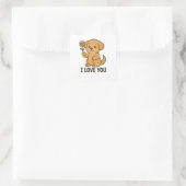 Schattig Ik Hou Van Jou Vierkante Sticker (Tas)