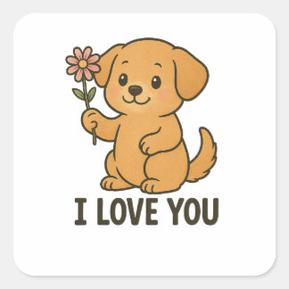 Schattig Ik Hou Van Jou Vierkante Sticker
