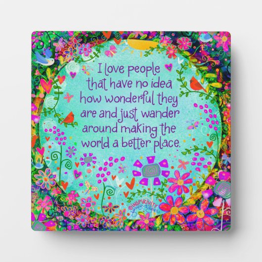 Schattig ik hou van mensen Inspirerend plezier Fotoplaat (Voorkant)