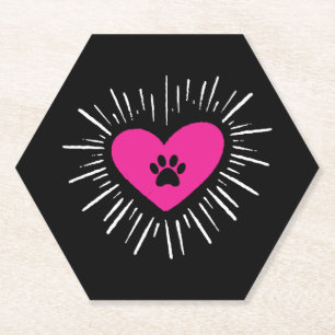 Schattig Ik Hou Van Mijn Hond Puppy Kat Poot Hart Kartonnen Onderzetters