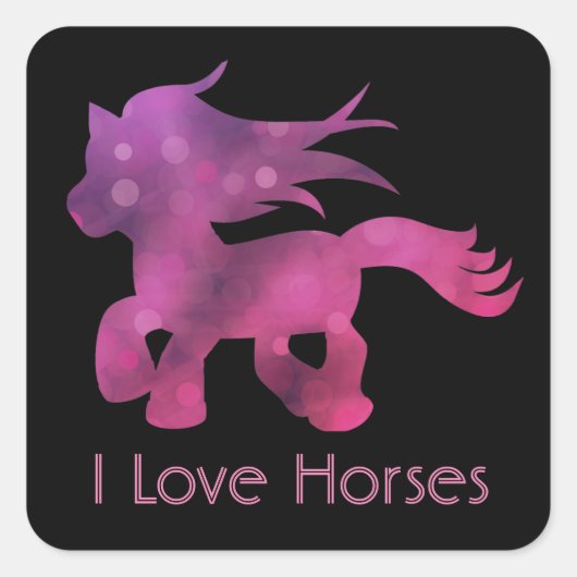 Schattig Ik Hou Van Paarden Vierkante Sticker (Voorkant)