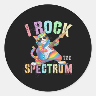Schattig ik rock het spectrum autisme leraar meega ronde sticker