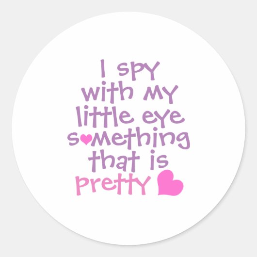Schattig *Ik zie* Roze Ronde Sticker (Voorkant)