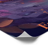 Schattig Imaginaire Nacht Uitzicht van een moskee- Poster (Hoek)