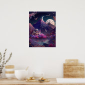 Schattig Imaginaire Nacht Uitzicht van een moskee- Poster (Keuken)