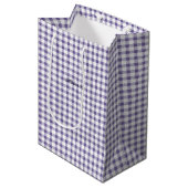 Schattig Indigo Gingham Patroon Medium Cadeauzakje (Voorkant Gekanteld)