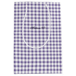 Schattig Indigo Gingham Patroon Medium Cadeauzakje