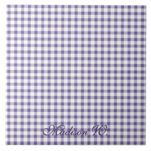 Schattig Indigo Gingham Patroon Tegeltje (Voorkant)