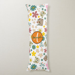 Schattig initiaal floral and animal monogram scrip lichaamskussen