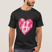 Schattig Initiaal Monogram Letter H Hart Patroon v T-shirt (Voorkant)